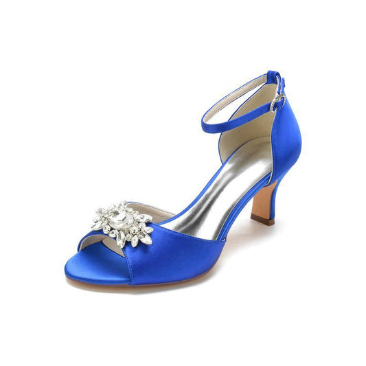 Satin Pump with Crystal Flower Accent