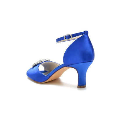 Satin Pump with Crystal Flower Accent