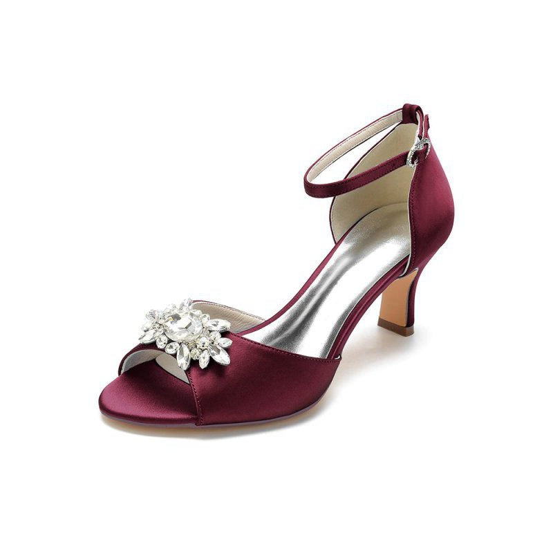 Satin Pump with Crystal Flower Accent