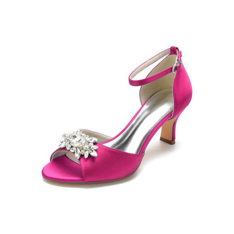 Satin Pump with Crystal Flower Accent