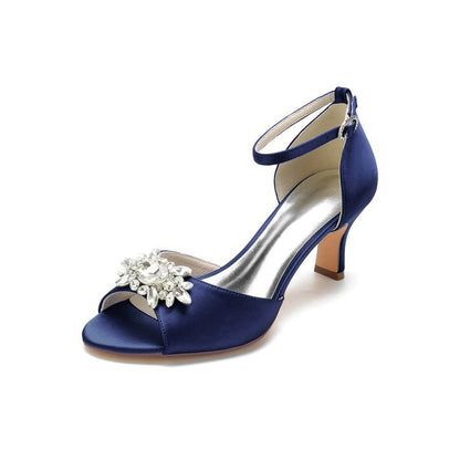 Satin Pump with Crystal Flower Accent