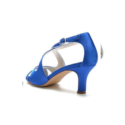Satin Cross-Strap Pump with Ankle Strap