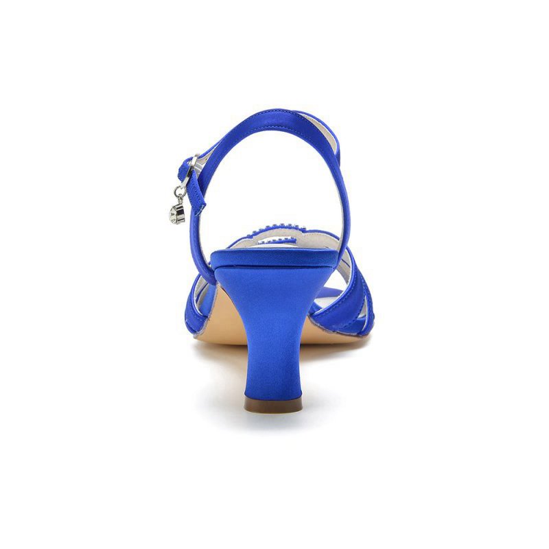Elegant Satin Pump with Buckle and Crystal Accent
