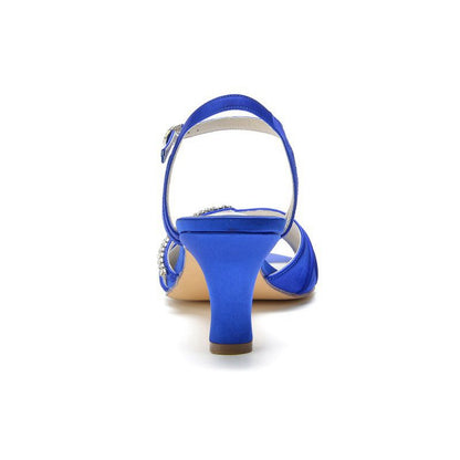 Classy Satin Heels Adorned with Accents