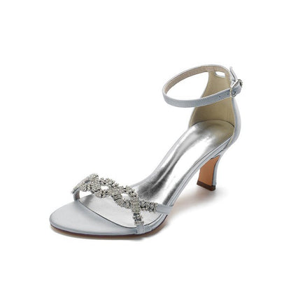 Elegant Satin Pump with Chain and Rhinestone Accents