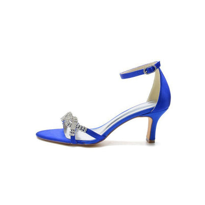 Elegant Satin Pump with Chain and Rhinestone Accents
