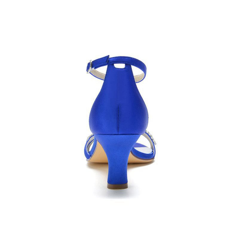 Elegant Satin Pump with Chain and Rhinestone Accents