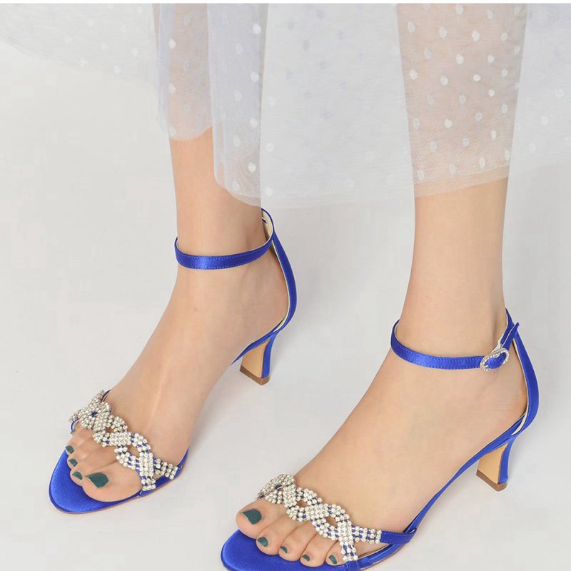 Elegant Satin Pump with Chain and Rhinestone Accents