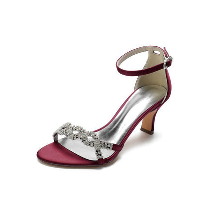 Elegant Satin Pump with Chain and Rhinestone Accents