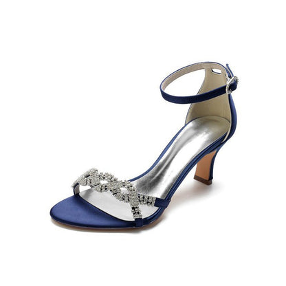 Elegant Satin Pump with Chain and Rhinestone Accents