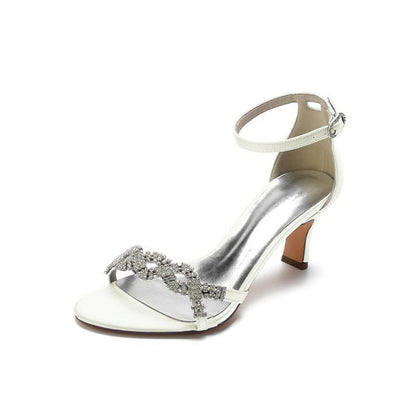 Elegant Satin Pump with Chain and Rhinestone Accents