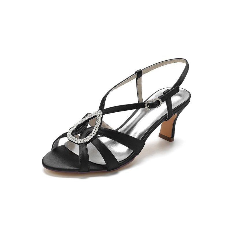 Chic Silk Sandals Featuring Decorative Metal Ring