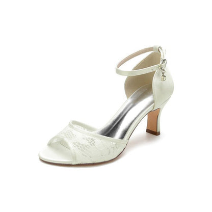 Nude Lace Pump with Elegant Metal Buckle and High Stiletto Heel