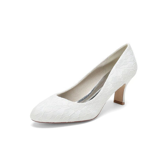 Elegant Lace High Heels with Wooden Heel