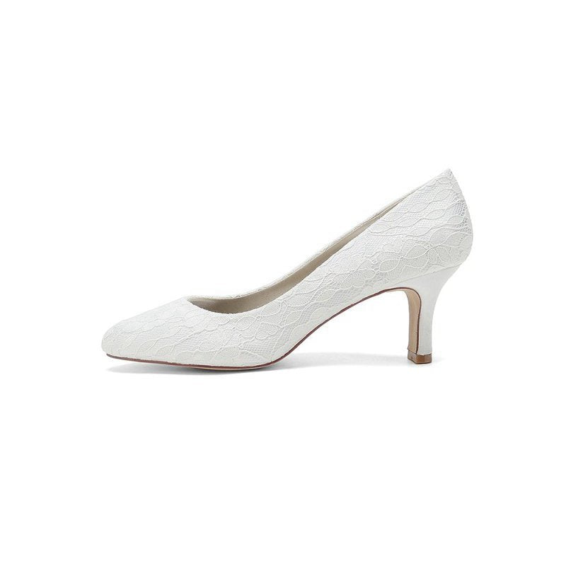 Elegant Lace High Heels with Wooden Heel