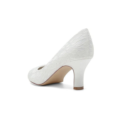 Elegant Lace High Heels with Wooden Heel
