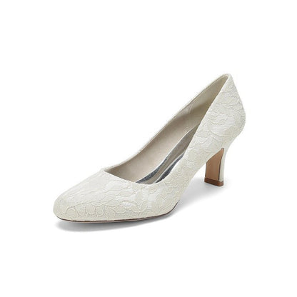 Elegant Lace High Heels with Wooden Heel