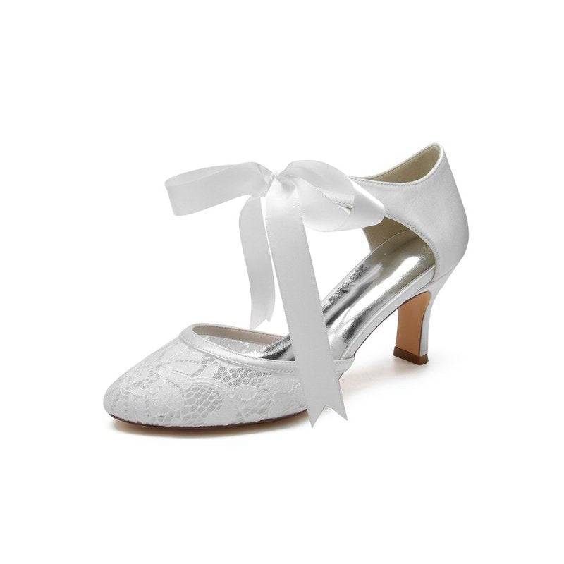 Elegant Lace High Heels with Bow Accent