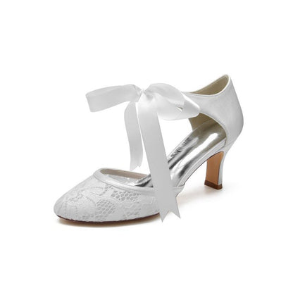 Elegant Lace High Heels with Bow Accent