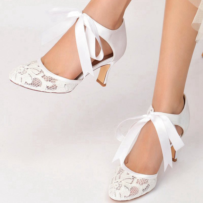 Elegant Lace High Heels with Bow Accent