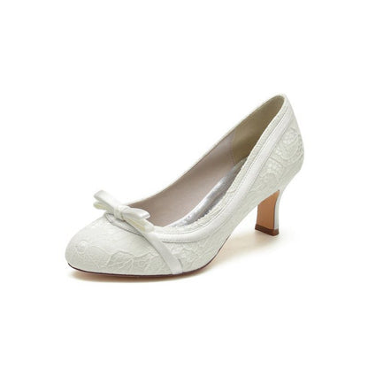 Chic Lace Formal Heels with Matching Bow