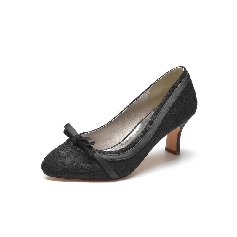 Chic Lace Formal Heels with Matching Bow