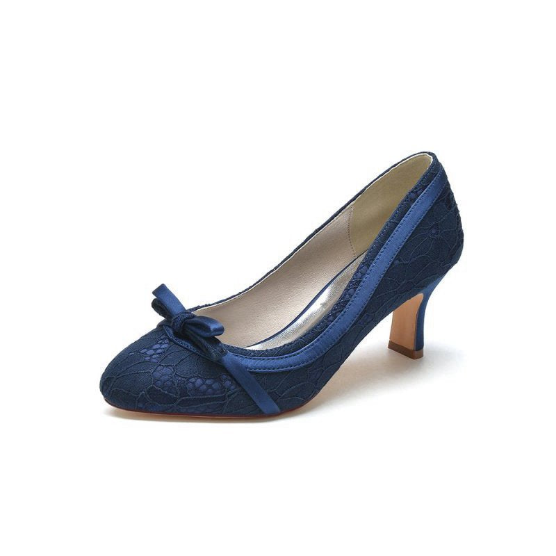 Chic Lace Formal Heels with Matching Bow