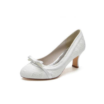 Chic Lace Formal Heels with Matching Bow