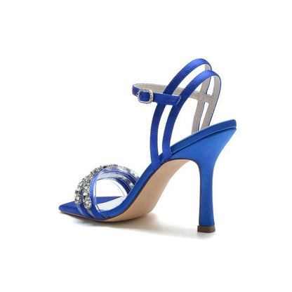 Satin Heels with Double Crystal Straps