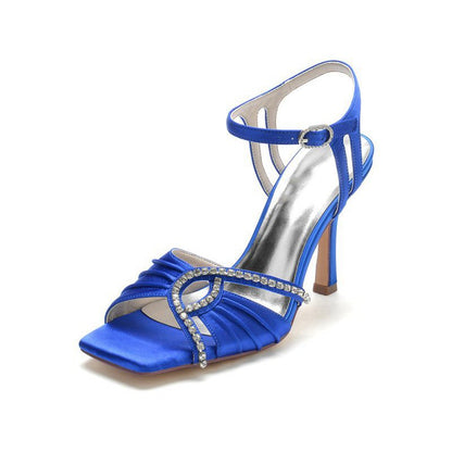 Satin Heels with Rhinestone Detailing