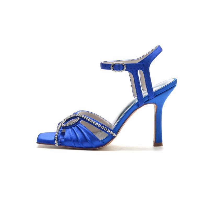 Satin Heels with Rhinestone Detailing