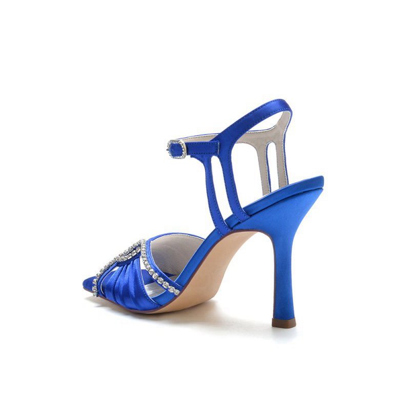 Satin Heels with Rhinestone Detailing