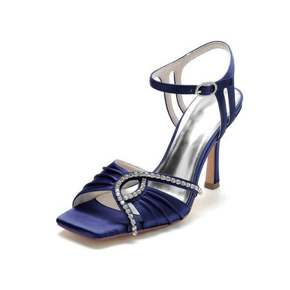 Satin Heels with Rhinestone Detailing