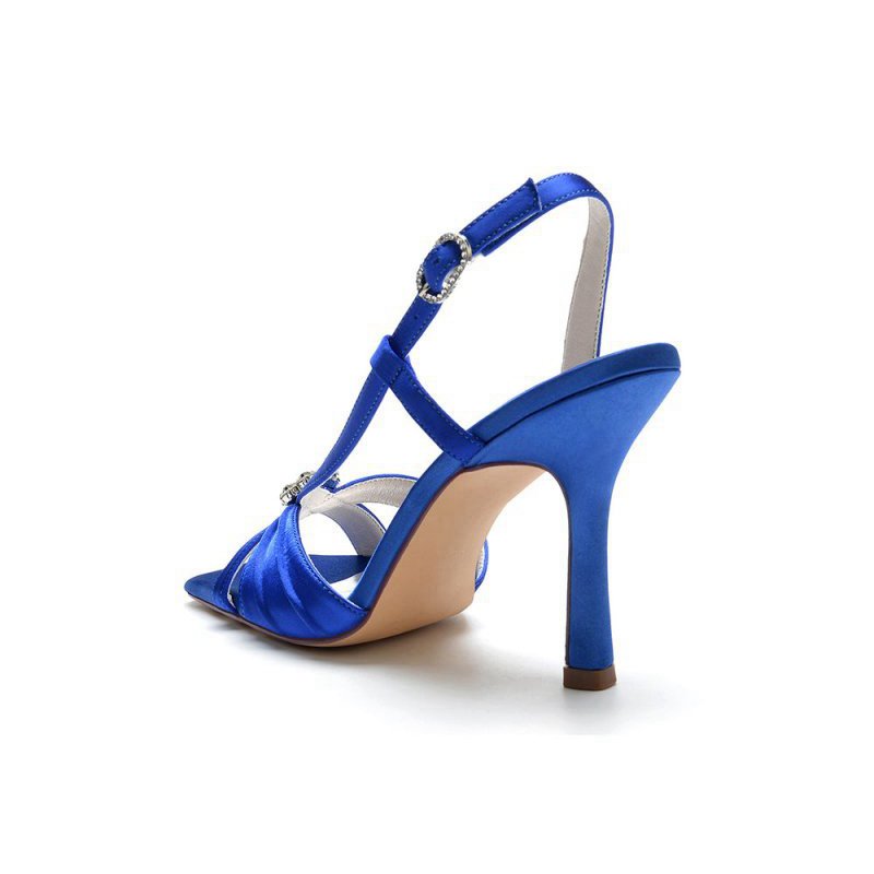 Elegant Satin Stiletto Heels with Crystal Embellishment