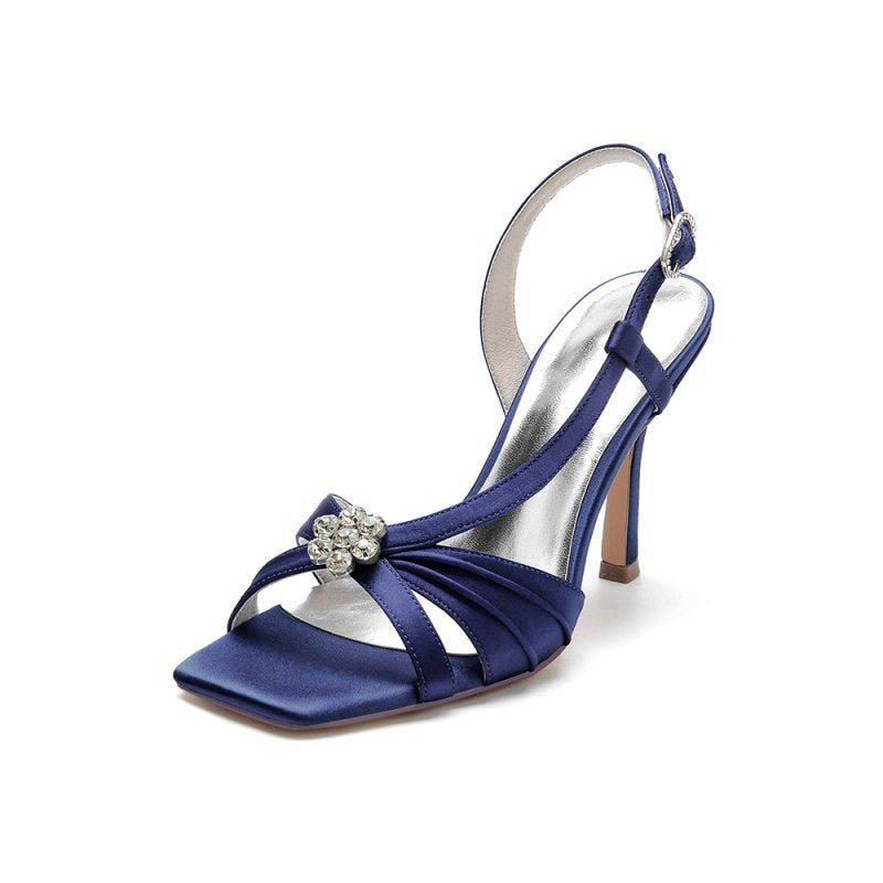 Elegant Satin Stiletto Heels with Crystal Embellishment