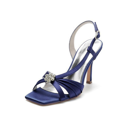 Elegant Satin Stiletto Heels with Crystal Embellishment