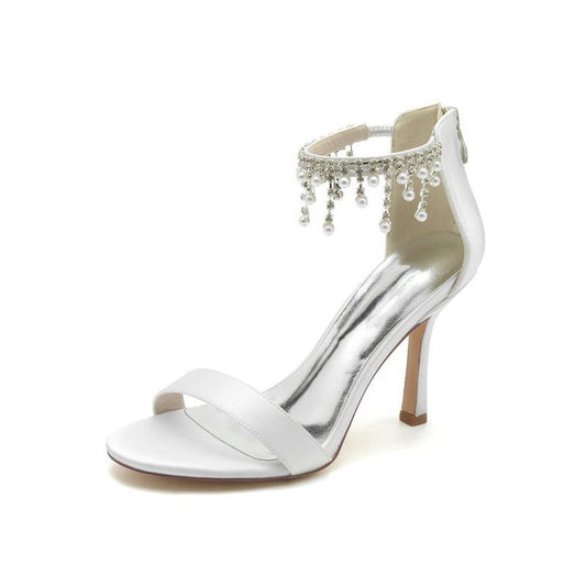 Glamorous Leather High Heels with Chain Accent
