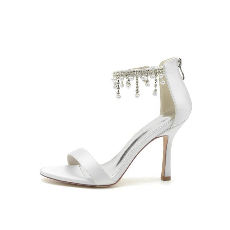 Glamorous Leather High Heels with Chain Accent