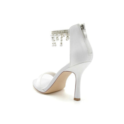 Glamorous Leather High Heels with Chain Accent