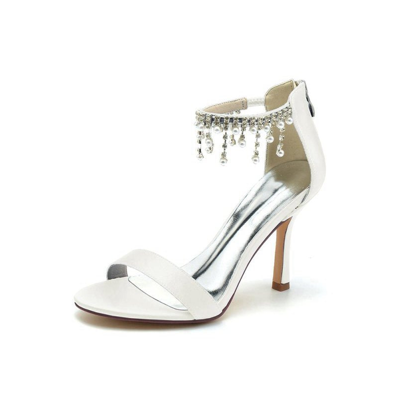 Glamorous Leather High Heels with Chain Accent