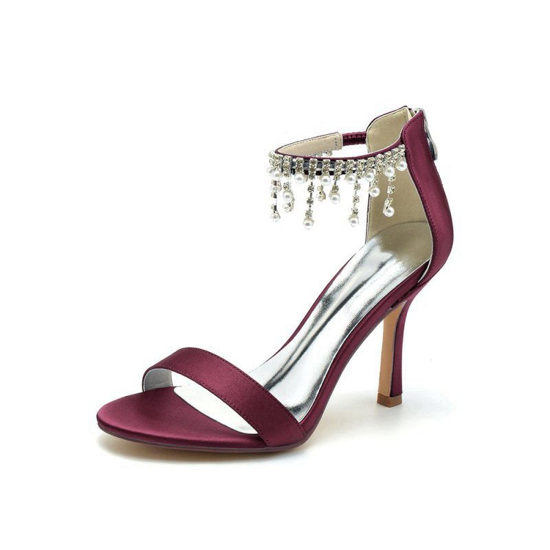 Glamorous Leather High Heels with Chain Accent