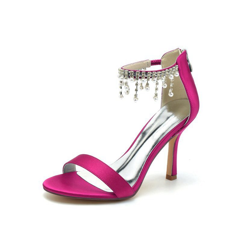 Glamorous Leather High Heels with Chain Accent