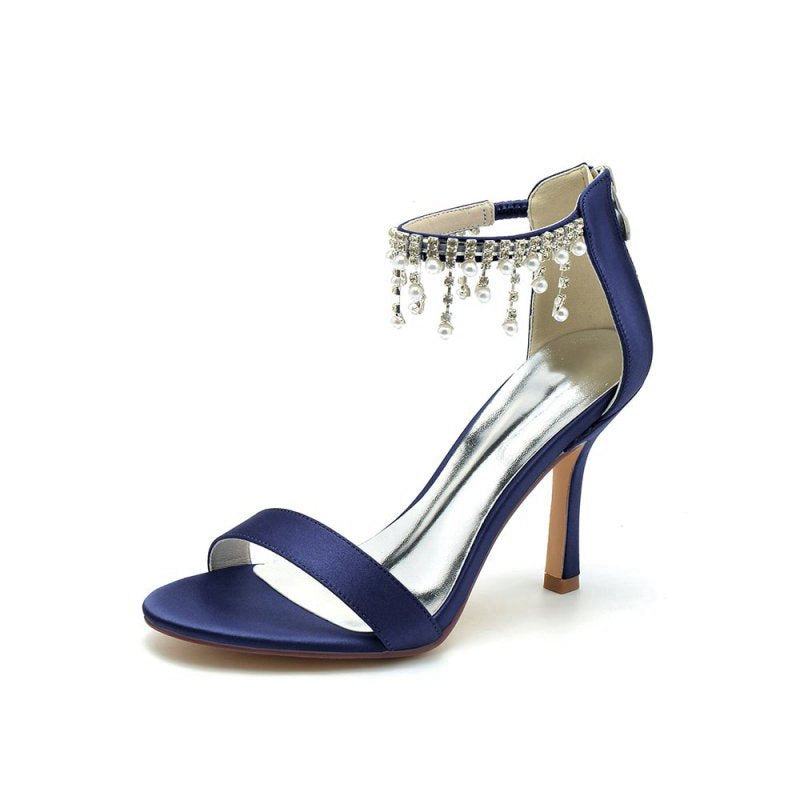 Glamorous Leather High Heels with Chain Accent