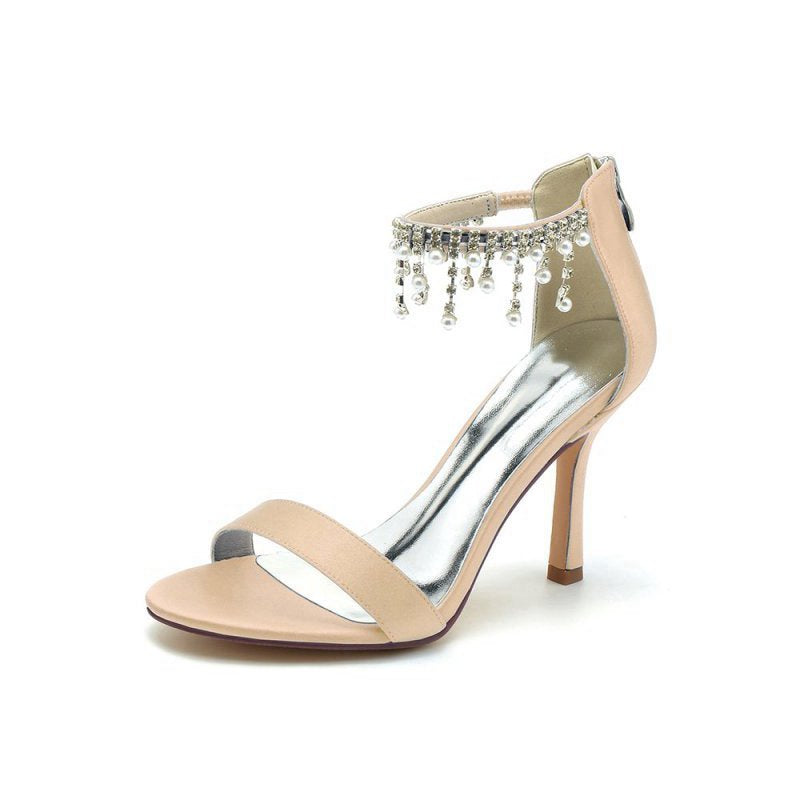 Glamorous Leather High Heels with Chain Accent