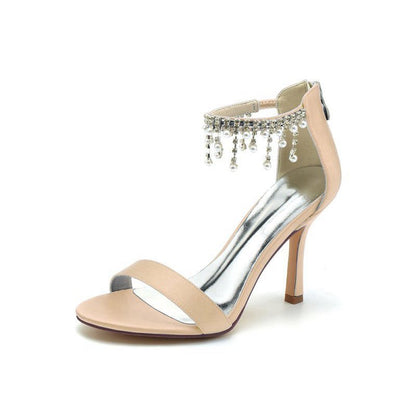 Glamorous Leather High Heels with Chain Accent
