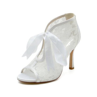 Elegant Lace Bow High Heels