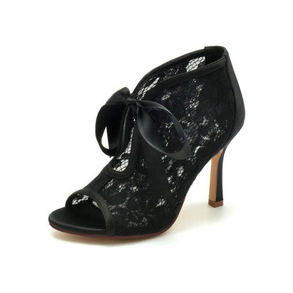 Elegant Lace Bow High Heels