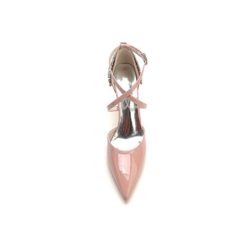 Elegant High Heels with Crossover Straps and Transparent Heel