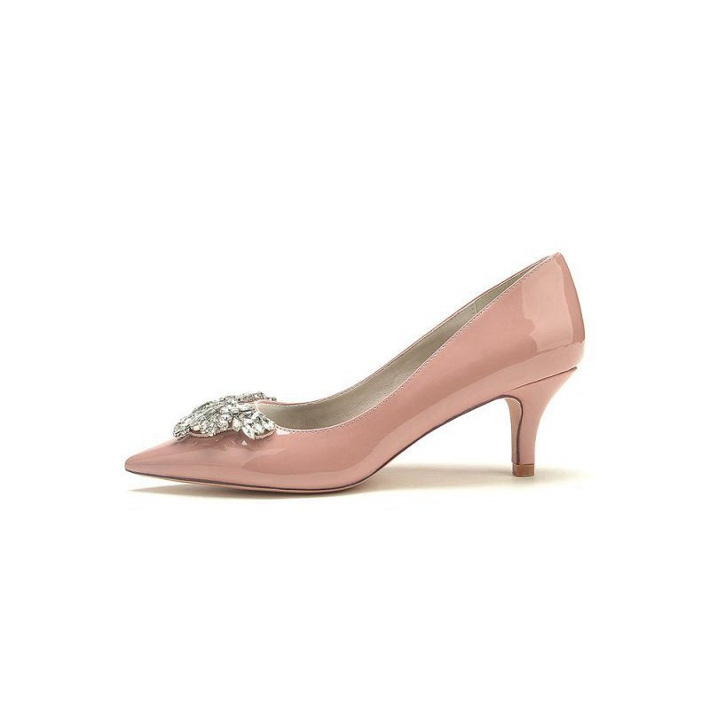 Elegant Low-Heel Shoes with Crystal Embellishment