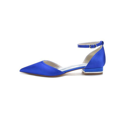 Satin Pointed Toe Ankle Strap Kitten Heels